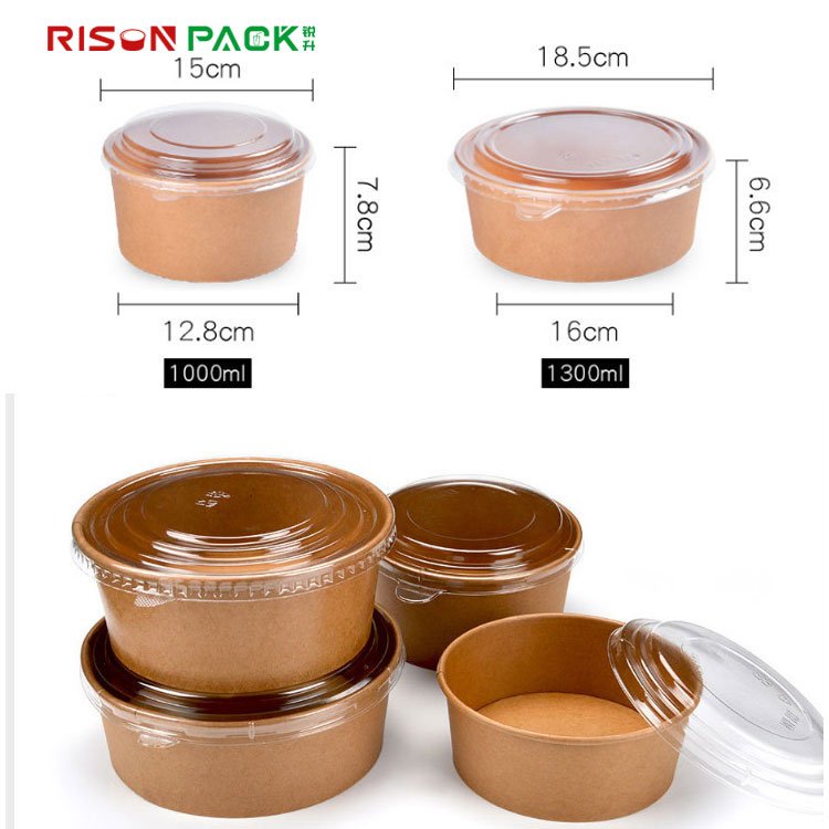 risoncup's tweet image. KRAFT PAPER SALAD BOWL WITH ECO-CLEAER PET LID IN FULL SIZE 
500CC/750CC/1000CC/1300CC 🤣😇😀