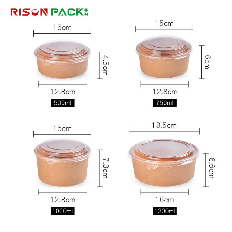 risoncup's tweet image. KRAFT PAPER SALAD BOWL WITH ECO-CLEAER PET LID IN FULL SIZE 
500CC/750CC/1000CC/1300CC 🤣😇😀