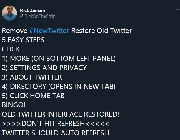 BabaGnadenlos's tweet image. Zur Übersetzung für Twitternutzer auf PC:

1. Auf "mehr" links klicken
2. Einstellungen &amp;amp; Datenschutz
3. Über Twitter
4. Verzeichnis (Neuer Tab)
5. Auf "home" klicken

Plus als Zusatz solltet ihr Twitter selbst die Seite Refreshen lassen.
#NewTwitter #twitterdesign #OldTwitter