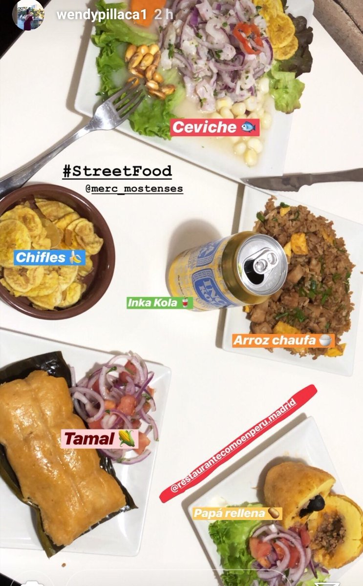 Merc_Mostenses's tweet photo. Así nos gustan las mesas en los Mostenses ¡llenas de color! Todas estas delicias y mucho más en el restaurante Como en Perú 👌😋😋
#SomosMostenses
 📸@wendypillaca1 vía #instagram https://t.co/IPmYKnTTSl