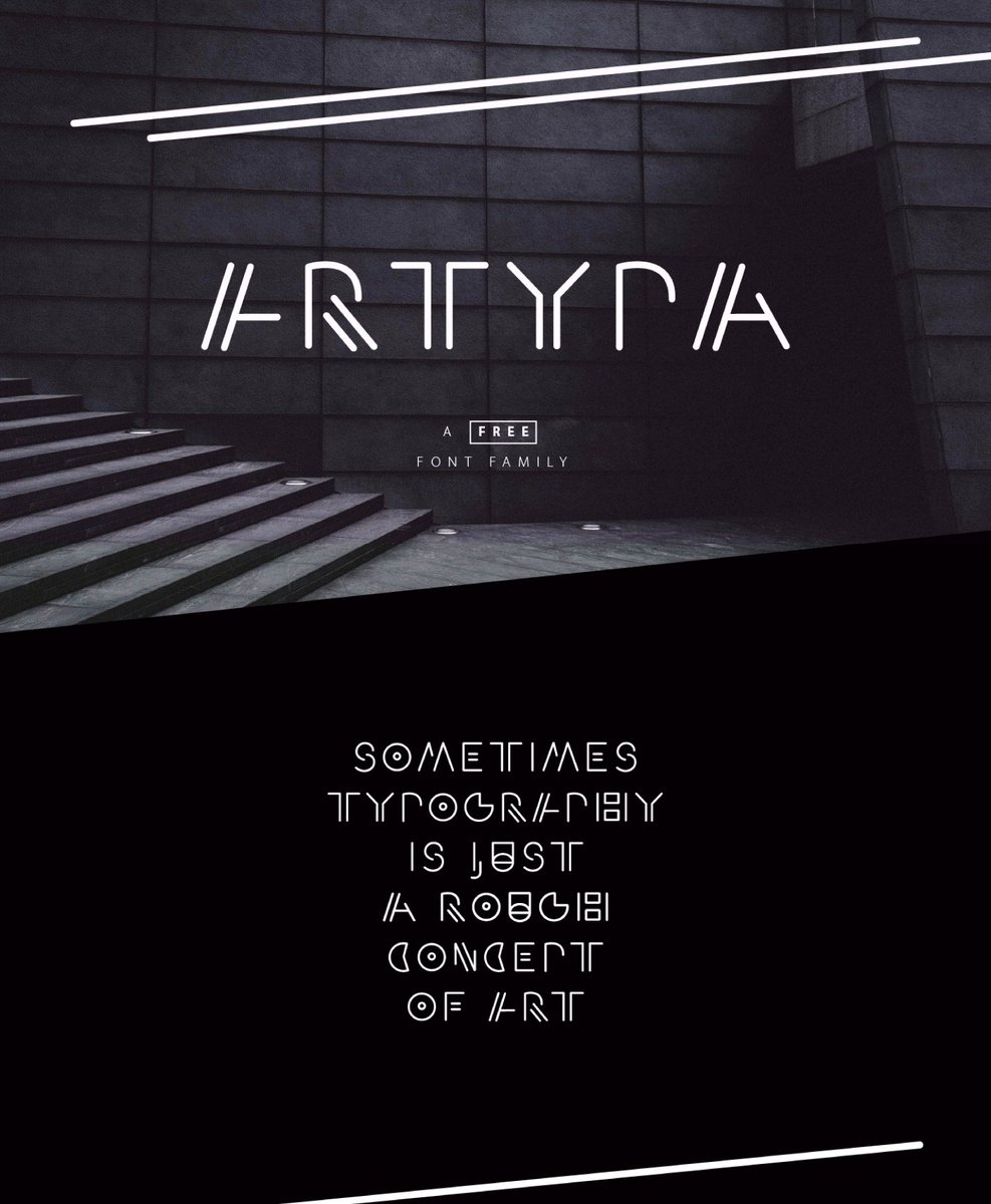 fontjournal's tweet image. Artypa by Philip Trautmann - Free Logotype/Display Font that Makes a Statement - Download this #Free for Commercial or Personal Use #Font from ShapedFonts...  w3n.us/artypa