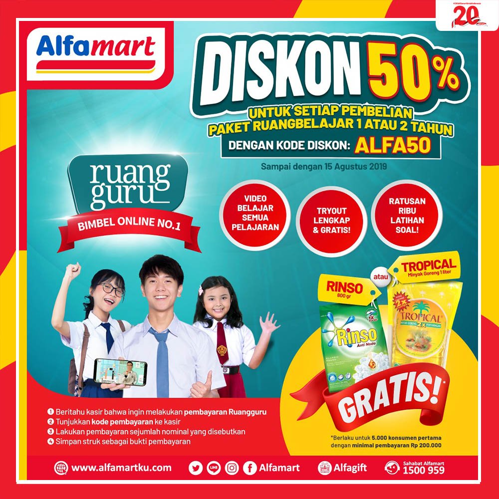Alfamart on Twitter "Diskon 50 untuk setiap pembelian paket ruang belajar 1 atau 2 tahun