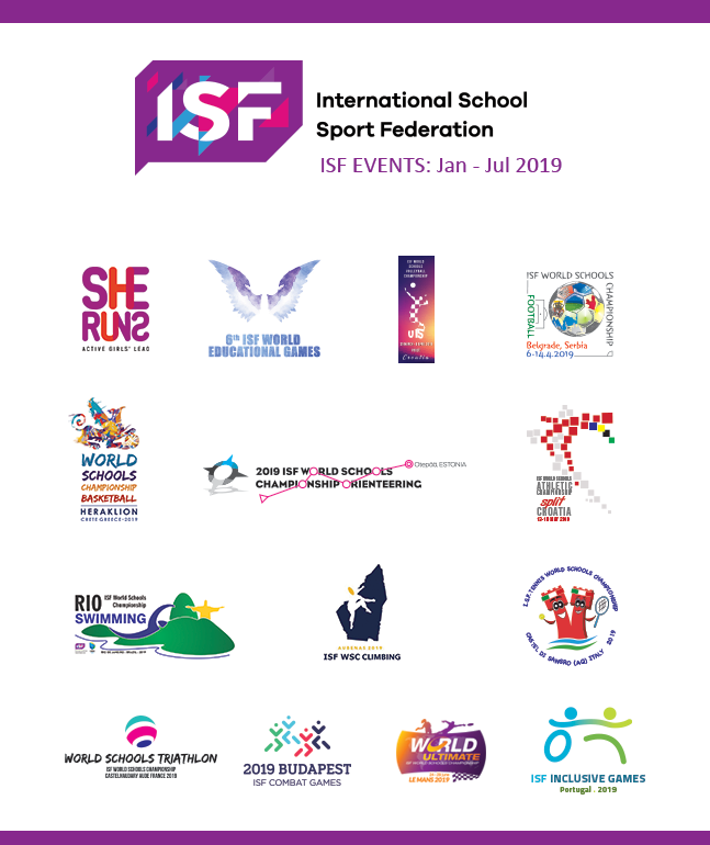 ISFsports's tweet photo. 😎 @ISFsports events from Jan- Jul 2019 #ISFWSC2019.
Can you name all ISF members / countries which hosted the event❓
Hint 👉 https://t.co/VoKSRF3AlX
Incredible season so far & far from over. ♟️🎮🕺🏐 #SchoolSport #SheRuns #ISFeducationalgames #ISfinclusivegames #ISFultimate https://t.co/HuQnf25N5u