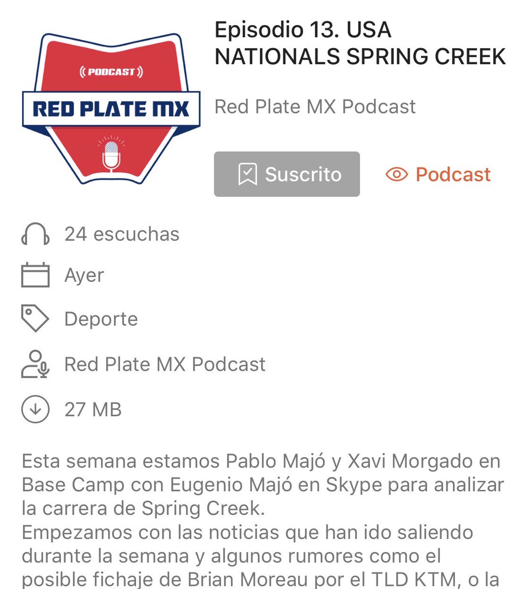 Nuevo episodio. El número 13 en el que hablamos de los Nationals <a href="/ProMotocross/">Pro Motocross</a> #usa celebrado en SPRING CREEK ivoox.com/38801226 #motocross #MX