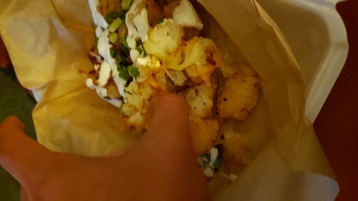 buddy22480's tweet image. @grubhub here's my 2 hour old loaded tater tots... that are now a solid blob.  Thanks. #willneverorderagain
