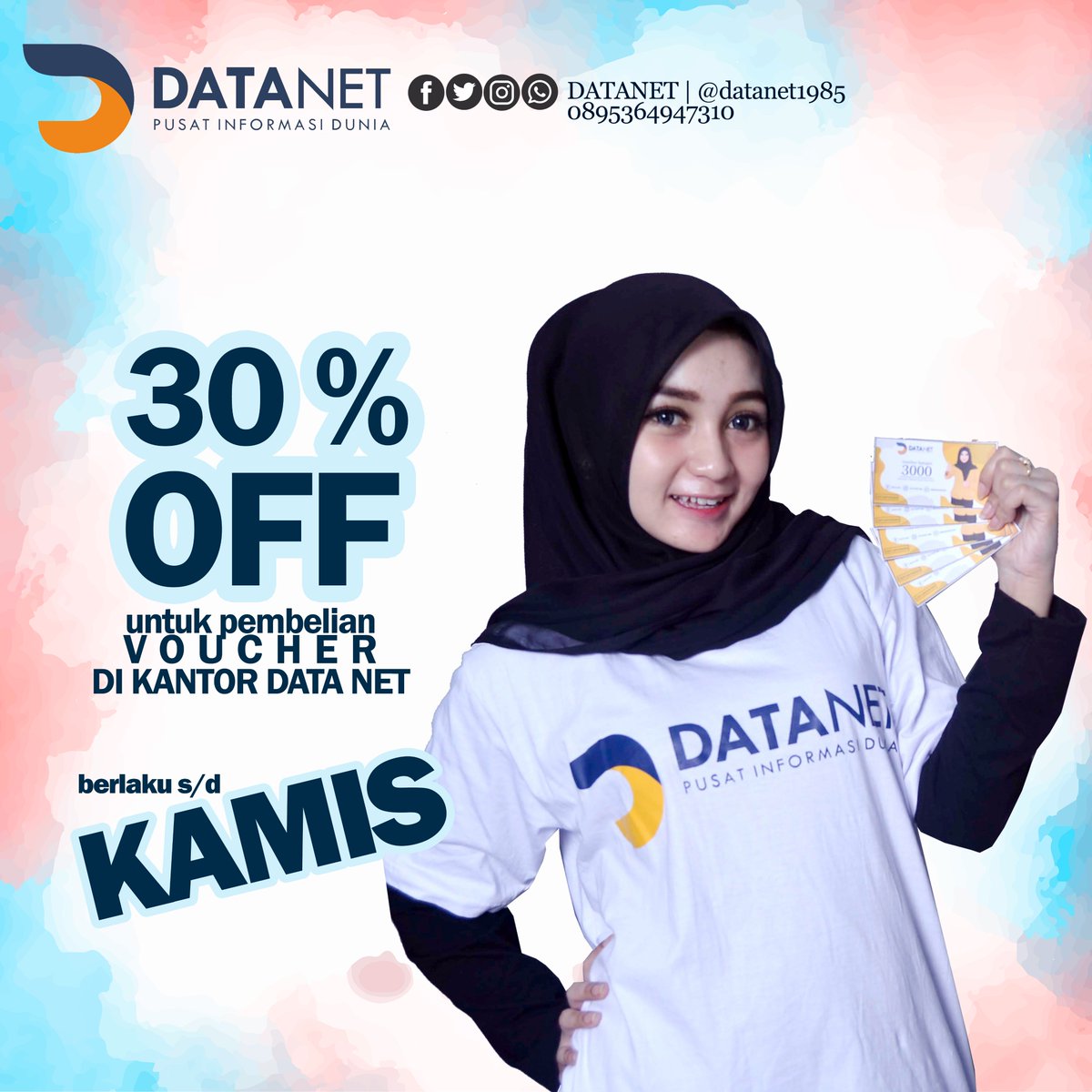 datanet1985's tweet image. siapa nih yang biasanya beli voucher Data Net... ajakin temen-temenmu yukk.. mumpung voucher lagi diskon nih... lumayan kan buat nabung sisanya... sampai hari kamis loh...
#datanet
#datanethome
#datanethotspot
#datanetkece
#network
#ngalahnesia