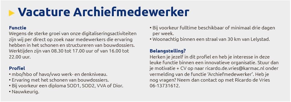 #Vacature alert! Kom jij ons team versterken? #archiefmedewerker #bouwdossiers #digitalisering