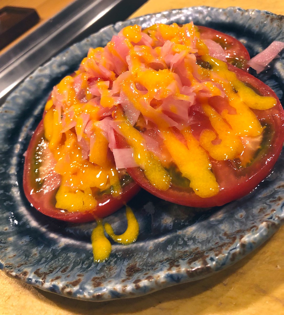 直木 本日のおすすめ 刺身三点盛 金目 炙り太刀魚 炙り小ムツ 岩もずく酢 焼きなす 冷やしトマトのガリ掛け 水なす刺身 〆鰯ガリ大葉和え 黒バイ貝の醤油煮 イカ姿煮 あん肝 トロレバーオイル漬け 味玉の天ぷら ハモ天ぷら 鴨焼き 日本酒
