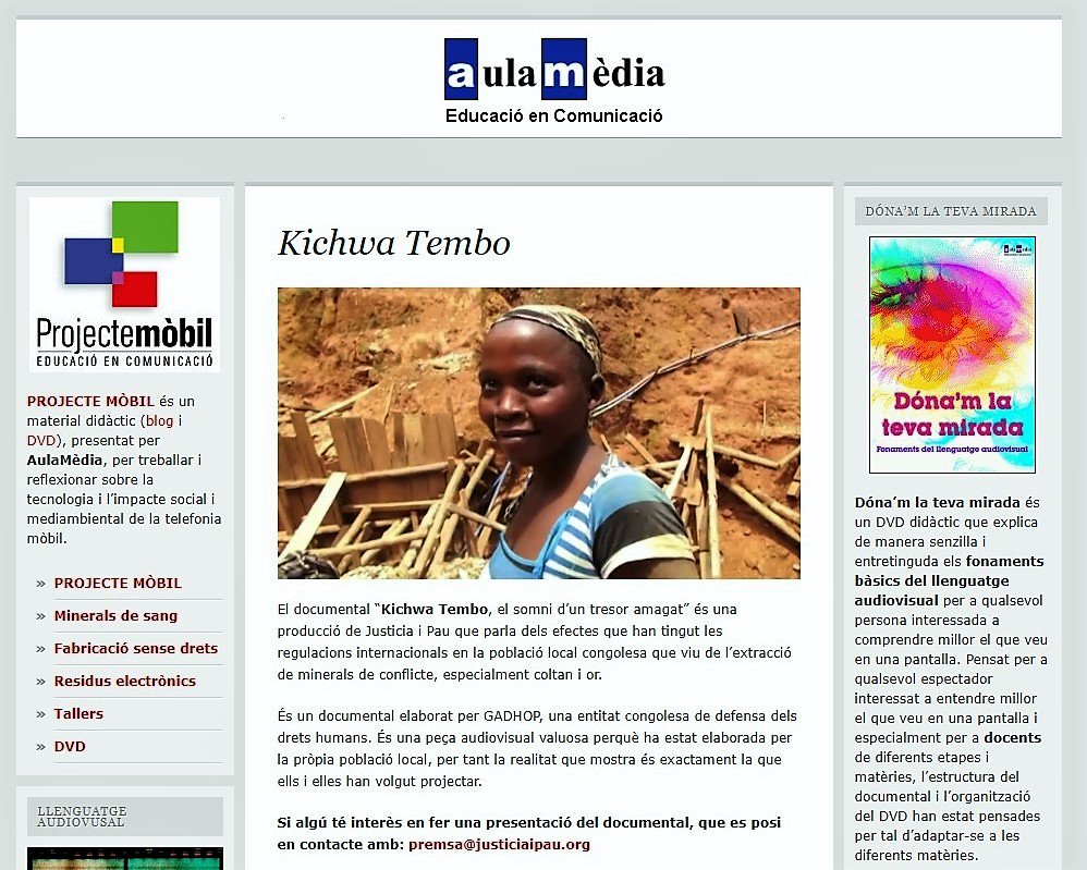 JusticiaiPau's tweet image. Les companyes d'@aulamedia ja han vist "Kichwa Tembo, el somni d’un tresor amagat", el documental elab. per @Gadhop sobre els #conflictminerals a la #RDC 🇨🇩bit.ly/2LEt2p1

Si et vas perdre l'estrena, estigues atent/a a @JusticiaiPau perquè organitzarem noves projeccions!