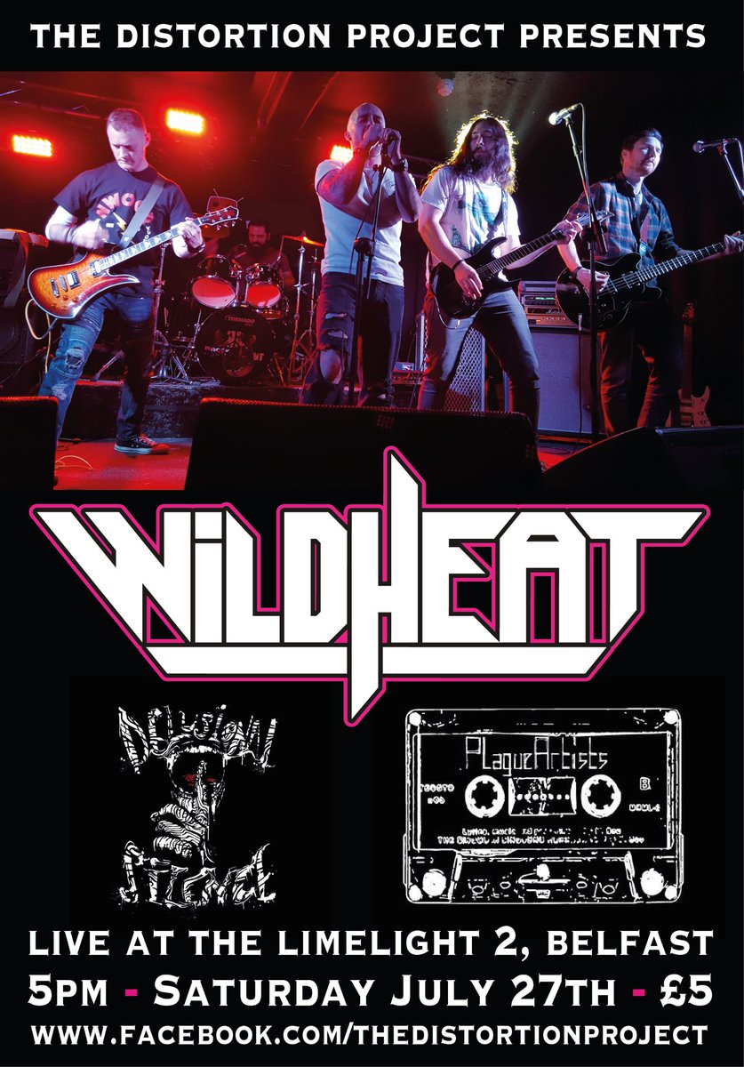 🚨THIS SATURDAY!🚨
<a href="/wildheatband/">Wild Heat</a> l
Delusional Silence
<a href="/PlagueArtists/">Plague Artists</a> 

<a href="/LimelightNI/">Limelight Belfast</a> 2 - Doors 5pm - £5.00

Event page: facebook.com/events/3815291…