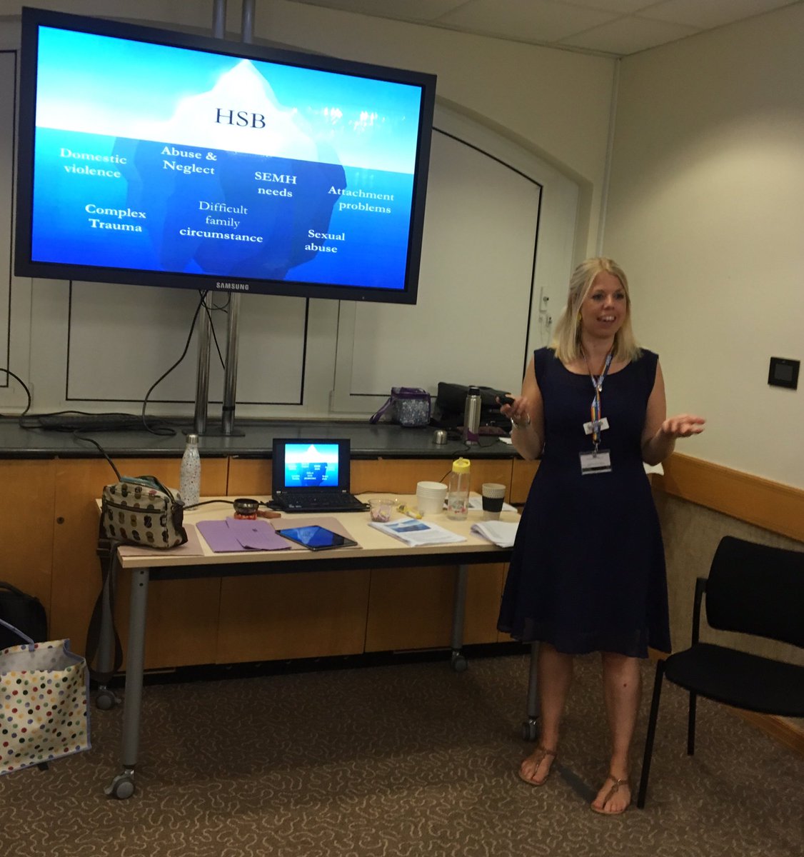 DrJerricah's tweet photo. Using the iceberg analogy @DrJaneWillis talks about the research literature and what often lies beneath the surface for #ChYP who engage in #HarmfulSexualBehaviour 🌊 🌊Behaviour, including #HSB, has a #communicativefunction and can be viewed as an expression of unmet needs https://t.co/SEjn3dZuFG