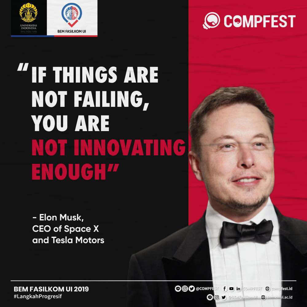 COMPFEST's tweet photo. Menghadirkan sesuatu yang baru bukanlah suatu hal yang mudah. Terlebih lagi, adanya kemungkinan risiko dan juga tantangan yang perlu dihadapi dari inovasi tersebut. Namun, jangan sampai hal tersebut menjadikan kamu enggan untuk berinovasi.
#INSPRO
#IgniteTheEra
#CF11 https://t.co/iEeUuZJQpa