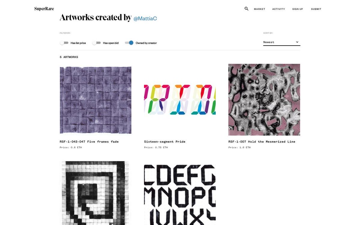 MattiaC's tweet photo. https://t.co/ryDW7Ss9TS
5 pieces still available in my @SuperRare_co gallery
#mattiac #produkt #rubberstamp #artworks #PrideMonth #pride #fade #cryptoart #mesmerized #shameless #selfpromotion #fonts #rareaf2
One of them is in #AugmentedReality so called #AR with @ArtiviveApp https://t.co/jlBJPmtV5C