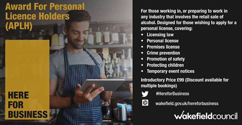 Do you work in an industry that involves selling alcohol? 🍷🥂🥃🍹🍸

Wakefield Council, are running this course on Tuesday 30 July, the course is £99 per person.
If you're interested, give us a call on 01924 305971 ☎️