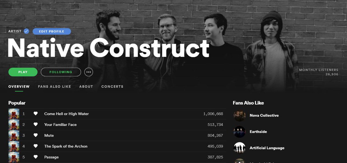 Breaking a million Spotify plays on a single track has been a secret little goal of mine for a while now. Thanks for listening, everyone! 🙏

<a href="/NativeConstruct/">Native Construct</a>