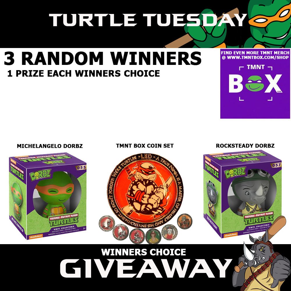 TMNTBox's tweet image. Comment with the hashtag #TurtleTuesday for your chance to win. Winners choose from prizes shown. Winners will be chosen on July 30th, one winner from Facebook, Twitter &amp;amp; Instagram each. #tmntbox
Subscribe to TMNT Box for even more great Ninja Turtles collectibles!