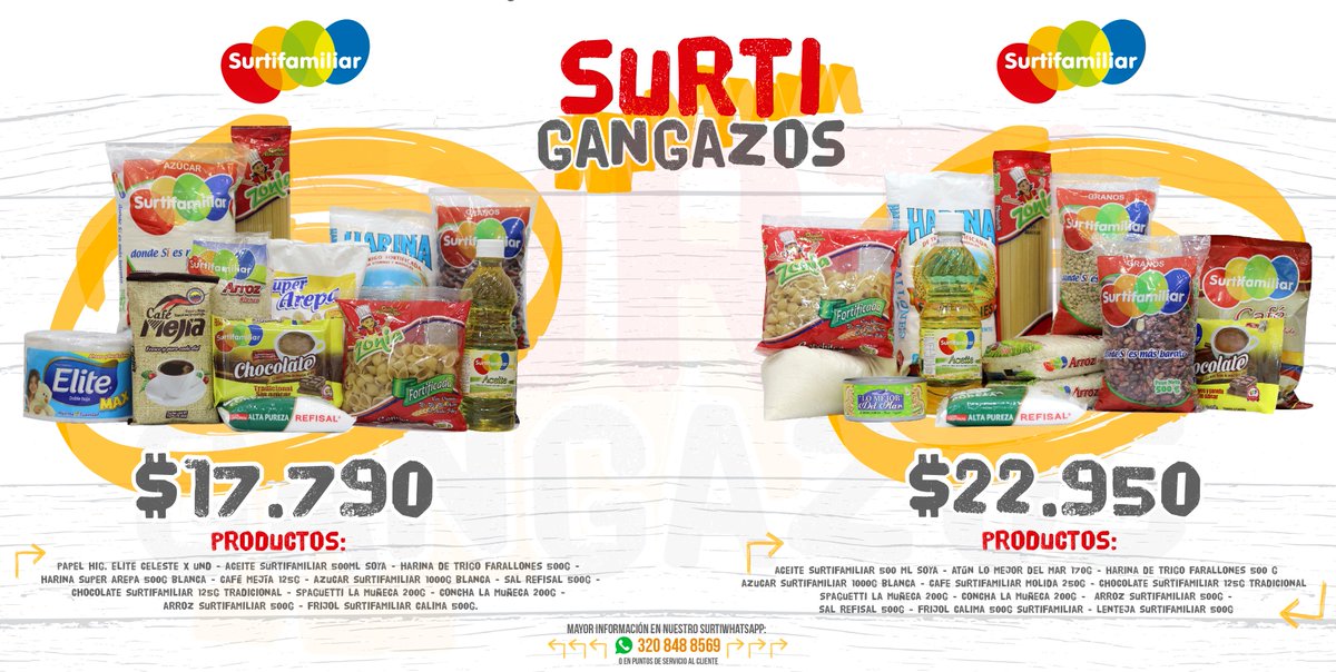 👉 Sabias de nuestros #SURTIGANGAZOS ⁉

- En todos los supermercados Surtifamiliar encontrarás un increíble punto con 2 tipos de mercados diseñados para generar una bonita acción 🤩🏠, visítanos y descubrelos por ti mismo.