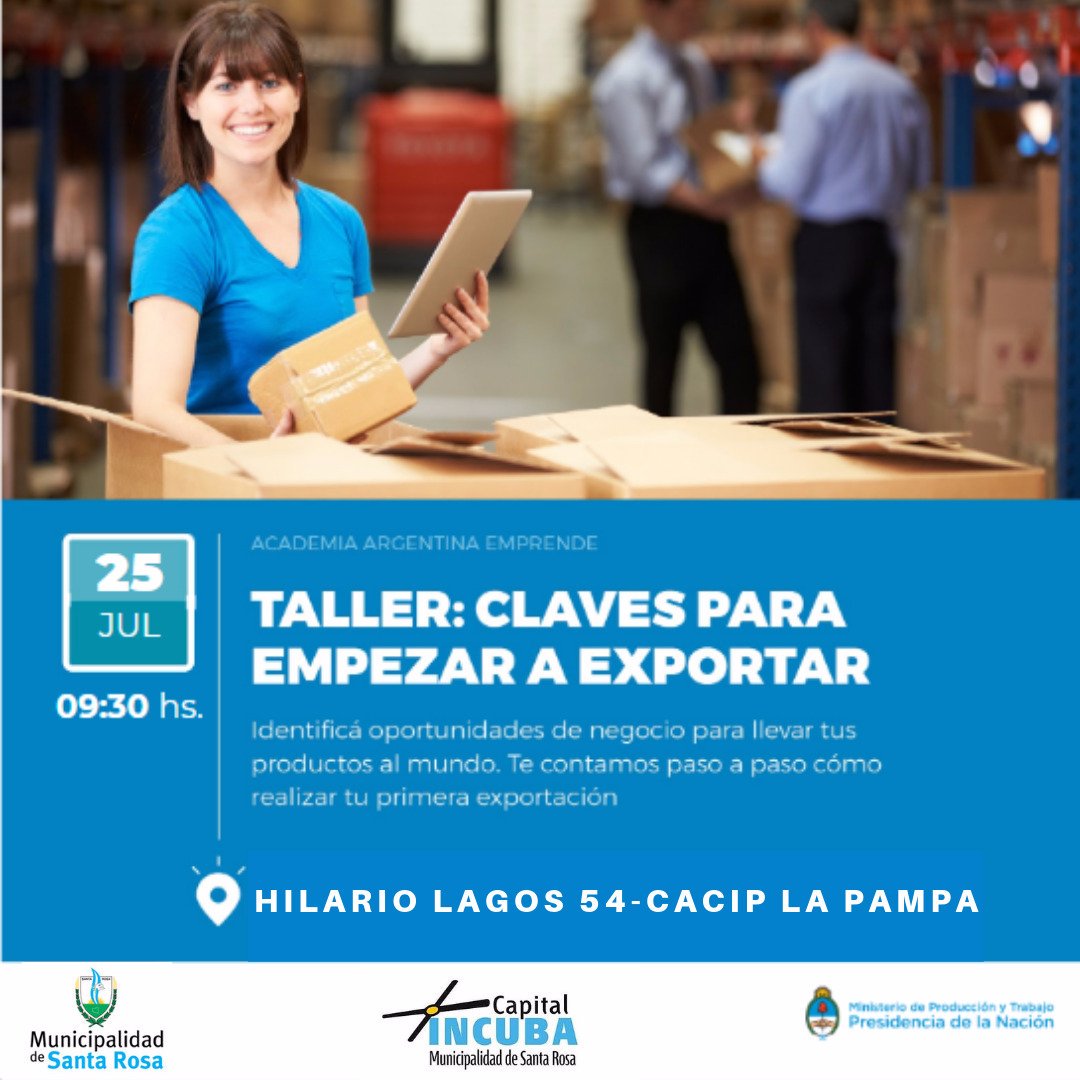 IncubaCapital's tweet photo. ¿Tenés ganas de exportar y no sabés cómo? Vení a participar de "Claves para empezar a exportar".
Animate e inscribite aquí 
https://t.co/GuQy8nNfNN

@elTextual @eldiariolapampa @PlanBNoticias @DiarioLaArena @cpetvcanal2 https://t.co/uTkdpTpGQs