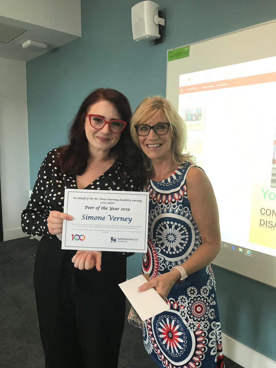 BCU_LDnursing's tweet photo. Well done to Simone for being such a fantastic peer and supporting your fellow colleagues! And a huge thank you to @FionaRich11 for presenting today 😍 @BCUHELS #RNLD100 #100yrsrnld @Andrea_C_Page @HelenGoulding11 @HelenNeedham6 @SammyJaneLD https://t.co/zGH0zFJTg2