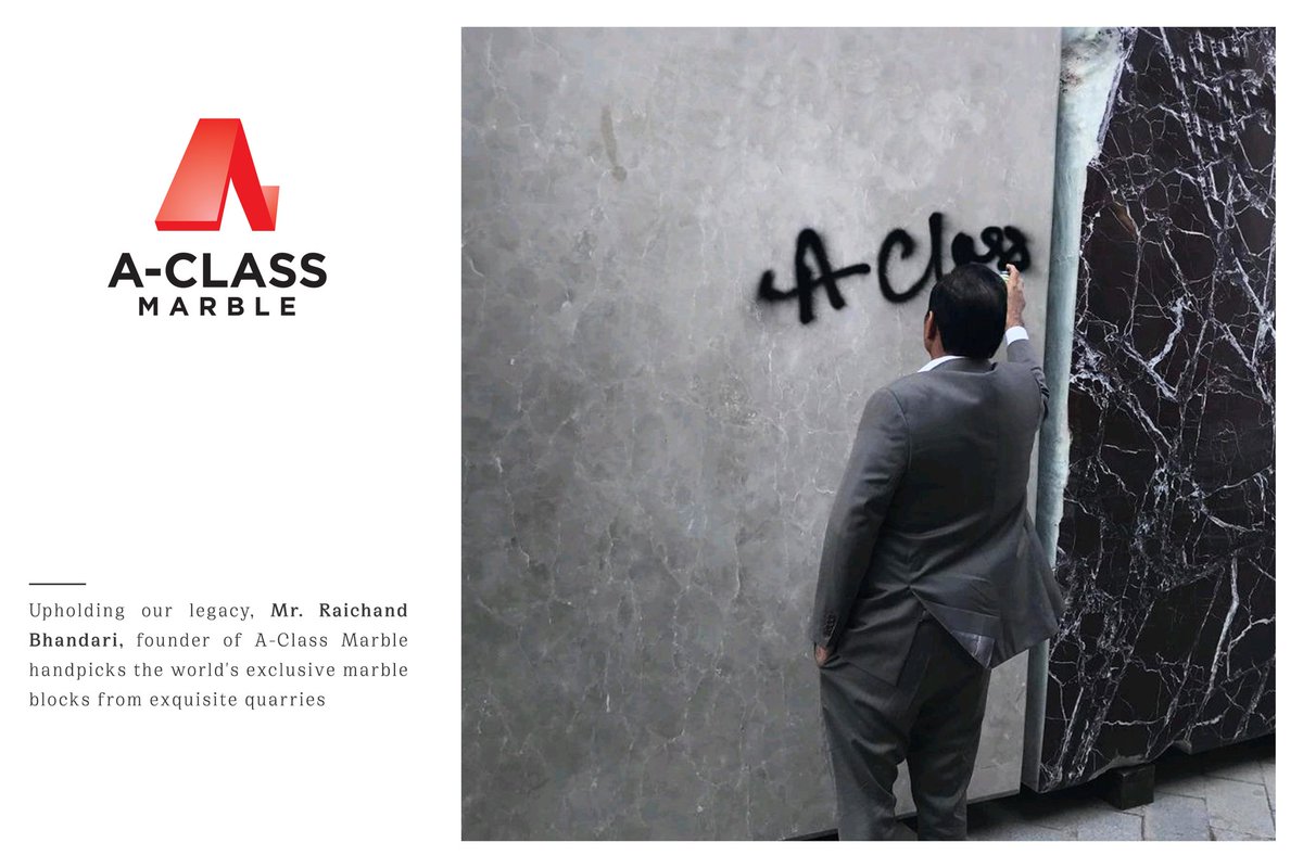 aclassmarble's tweet photo. Bringing to you the A-Class Marble legacy of ensuring purity and naturalness. Mr. Raichand Bhandari, our founder curates the world class experience by handpicking the world's exclusive marble blocks from all over the globe.
#AClassMarble #AClass #AClassClient #Legacy #Marble https://t.co/Bvg8H4CJ4N