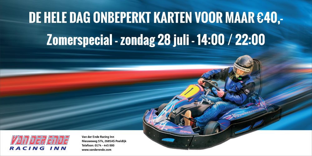 Zondag is er weer onbeperkt karten. Het gaat zondag regenen en het wordt maar 24 graden dus wat zou je beter kunnen doen dan een rondje karten!! Tot zondag