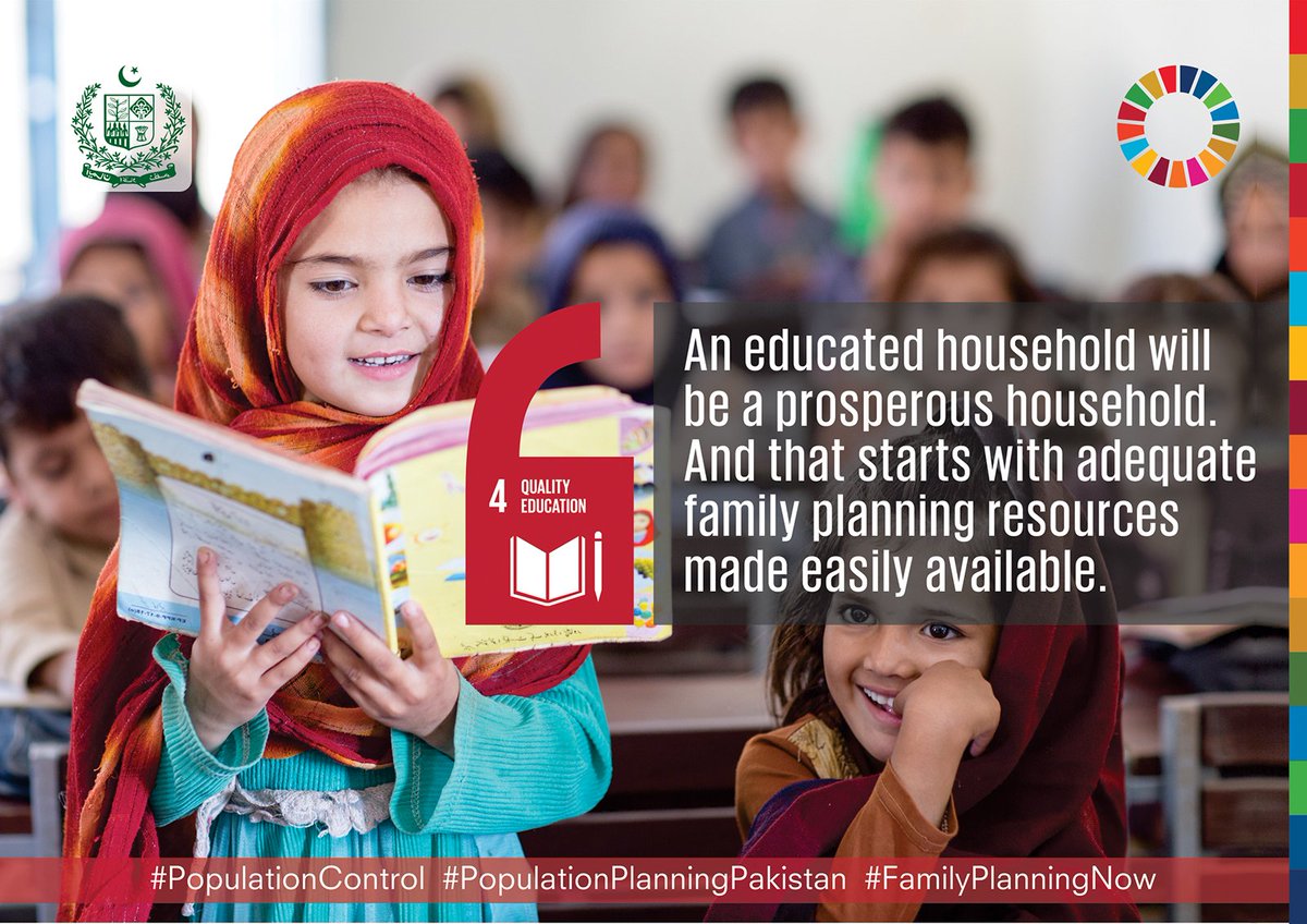 Pakistan SDGs (@pakistansdgs) on Twitter photo An educated, prosperous household is one where family planning is practiced!
#SDG4 #PopulationPlanningPakistan #PopulationControl #FamilyPlanningNow #Education #SustainableDevelopment #SDGs <a href="/NeilBuhne/">Neil Buhne</a> <a href="/SaniaNishtar/">Dr Sania Nishtar</a> <a href="/shabnumsarfraz/">Dr Shabnum Sarfraz</a> <a href="/KanwalShauzab/">Kanwal Shauzab PTI official</a> <a href="/malikemal/">M. Ali Kemal</a> <a href="/IYAFP/">IYAFP</a> @FP2020Global An educated, prosperous household is one where family planning is practiced!
#SDG4 #PopulationPlanningPakistan #PopulationControl #FamilyPlanningNow #Education #SustainableDevelopment #SDGs <a href="/NeilBuhne/">Neil Buhne</a> <a href="/SaniaNishtar/">Dr Sania Nishtar</a> <a href="/shabnumsarfraz/">Dr Shabnum Sarfraz</a> <a href="/KanwalShauzab/">Kanwal Shauzab PTI official</a> <a href="/malikemal/">M. Ali Kemal</a> <a href="/IYAFP/">IYAFP</a> @FP2020Global