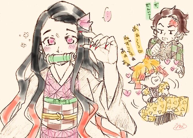 うみねこうさんがTwitterに投稿した竈門禰豆子(鬼滅の刃)のイラスト。