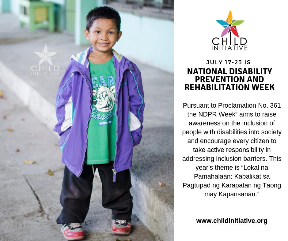 initiativechild's tweet photo. July 17-23 is National Disability Rehabilitation and Prevention (NDPR) Week aims to raise awareness on the inclusion of people with disabilities into society and encourage every citizen to take active responsibility in addressing inclusion barriers. 

#ChampioningChildren https://t.co/ZRuf8WEq6F