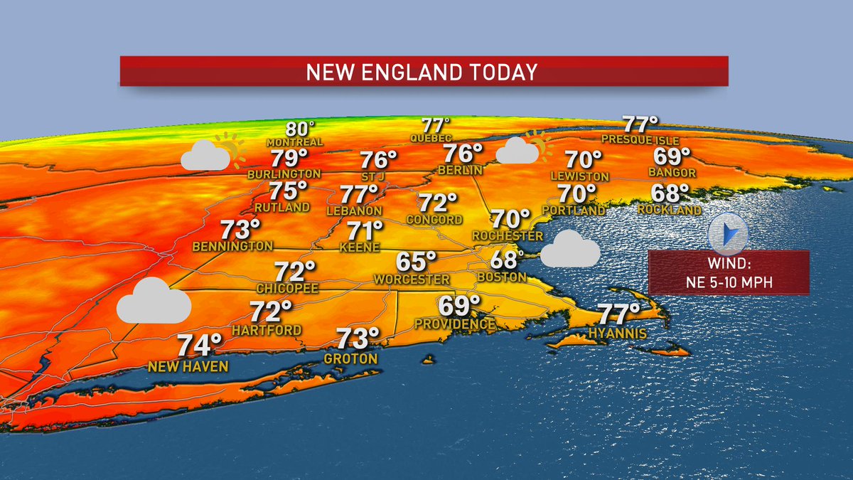 DeniseWX's tweet image. Crazy to believe just 2 days ago we were deep into a heat wave... with highs anywhere between 96-100º. Temps today are almost 30 degrees cooler!!! 🥜 Natural A/C for sure. #windowsopen @NECN