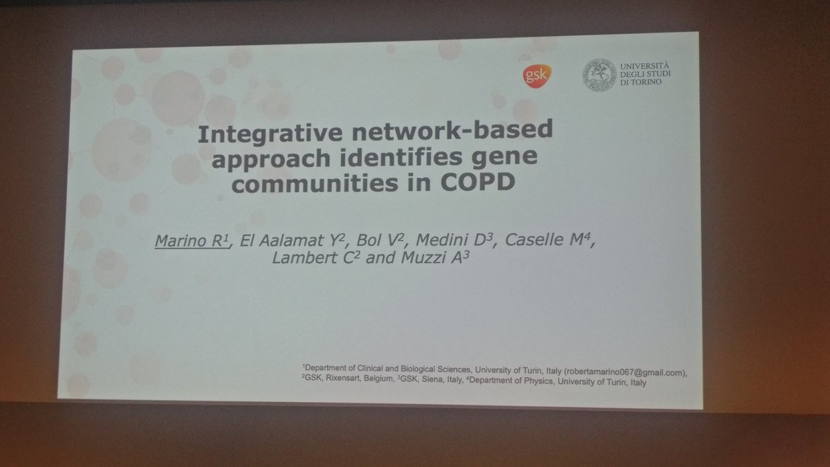 GwenaelleL_'s tweet image. #NetBio
Roberta Marino with Integrative network-based approach identifies gene communities in COPD
#ISMBECCB