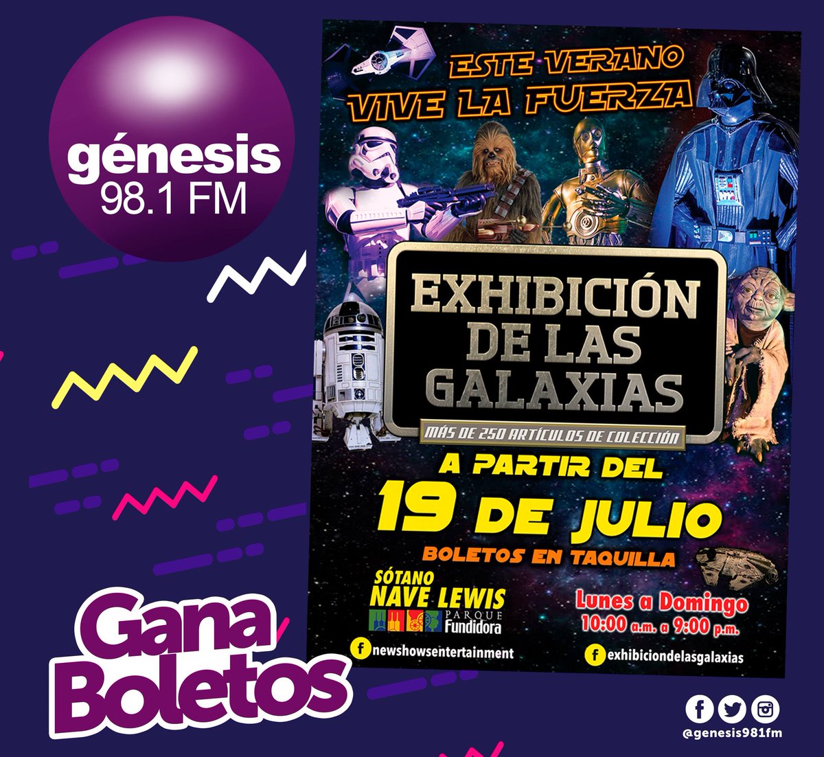 genesis981fm's tweet photo. ¡Llegó a Monterey "La Exhibición de Galaxias"☄️🛸 con más de 250 artículos coleccionables, personajes y naves en tamaño real! 🧙🧝 

✅Dale RT.🌎
✅Menciona tu nombre completo.✍️
✅Y comenta porque te gustaría asistir.👀👍

GANADORES EN UNO DE NUESTROS PROGRAMAS EN VIVO.📻 https://t.co/ItrKq49clp