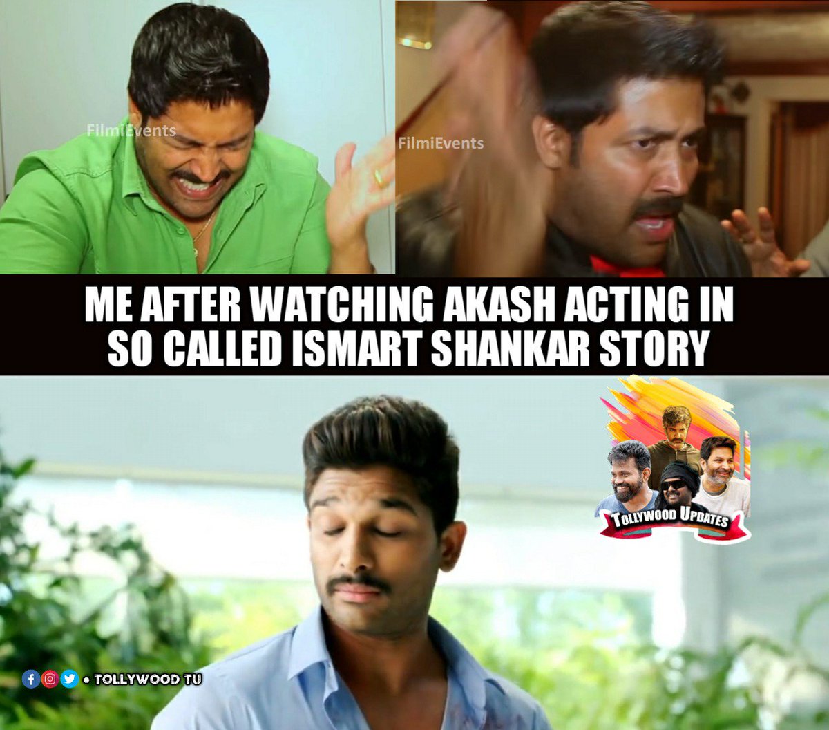 TollywoodTU's tweet photo. #ActorAkash's #KotthagaUnnadu trailer released. 
https://t.co/OdvVJtqxt8

Akash claims #iSmartShankar story is copied from #KotthagaUnnadu story. 

Ah ghorranni chusi bharinchandi  😂😂 https://t.co/whmT0xLwE5