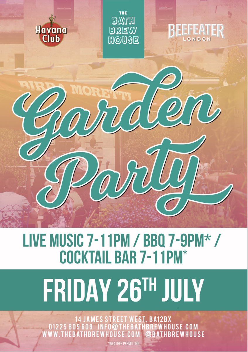 RT @BathBrewHouse: We loved our June garden party so we decided to throw another one! ⁣ ⁣ It’s this Friday and we’re hoping for lots of sunshine. All the details below ⬇️ ⁣ ⁣