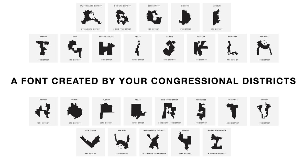 UglyGerry's tweet image. It's here. GERRY. A font created by your congressional districts. Log on to UglyGerry.com and use the font to tell congress how happy you are that your vote doesn't matter.