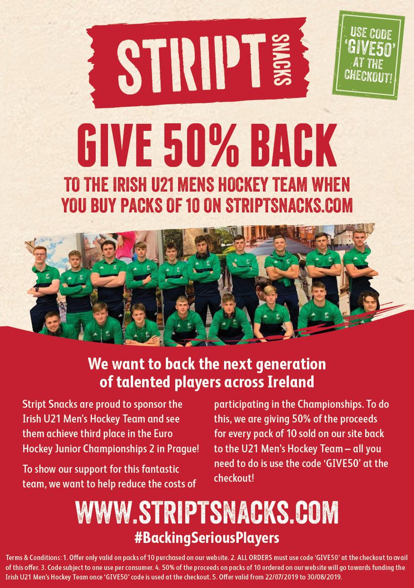 To help the <a href="/U21Mens/">Irish U21 Mens ☘️</a> in their fundraising, we're giving them 50% of the proceeds on sales at striptbiltong.com for a limited time only- use code 'GIVE50' at checkout!