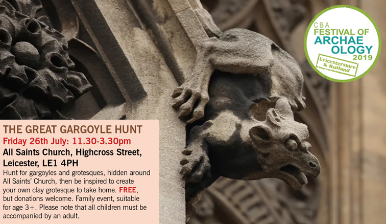 Families can head to All Saints Church on July 26 to hunt all manner of #gargoyles, then be inspired to create your own clay grotesque to take home. See image for details.

#LeicsArchFest #Leicester #festivalofarchaeology