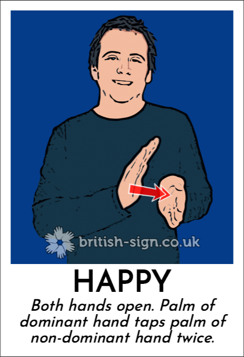 BritishSignBSL's tweet photo. Today's #BritishSignLanguage sign is: HAPPY - https://t.co/DWgGRSmWrG https://t.co/amNYLGnCRk