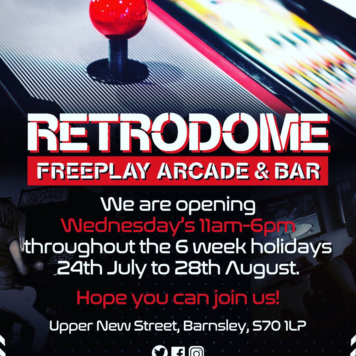 We are open throughout the #6WeekHolidays! Retrodome.co.uk #ThingstoDo #RetroArcade #Barnsley #SouthYorkshire #Familydayout #Sheffield #Gaming #holidays