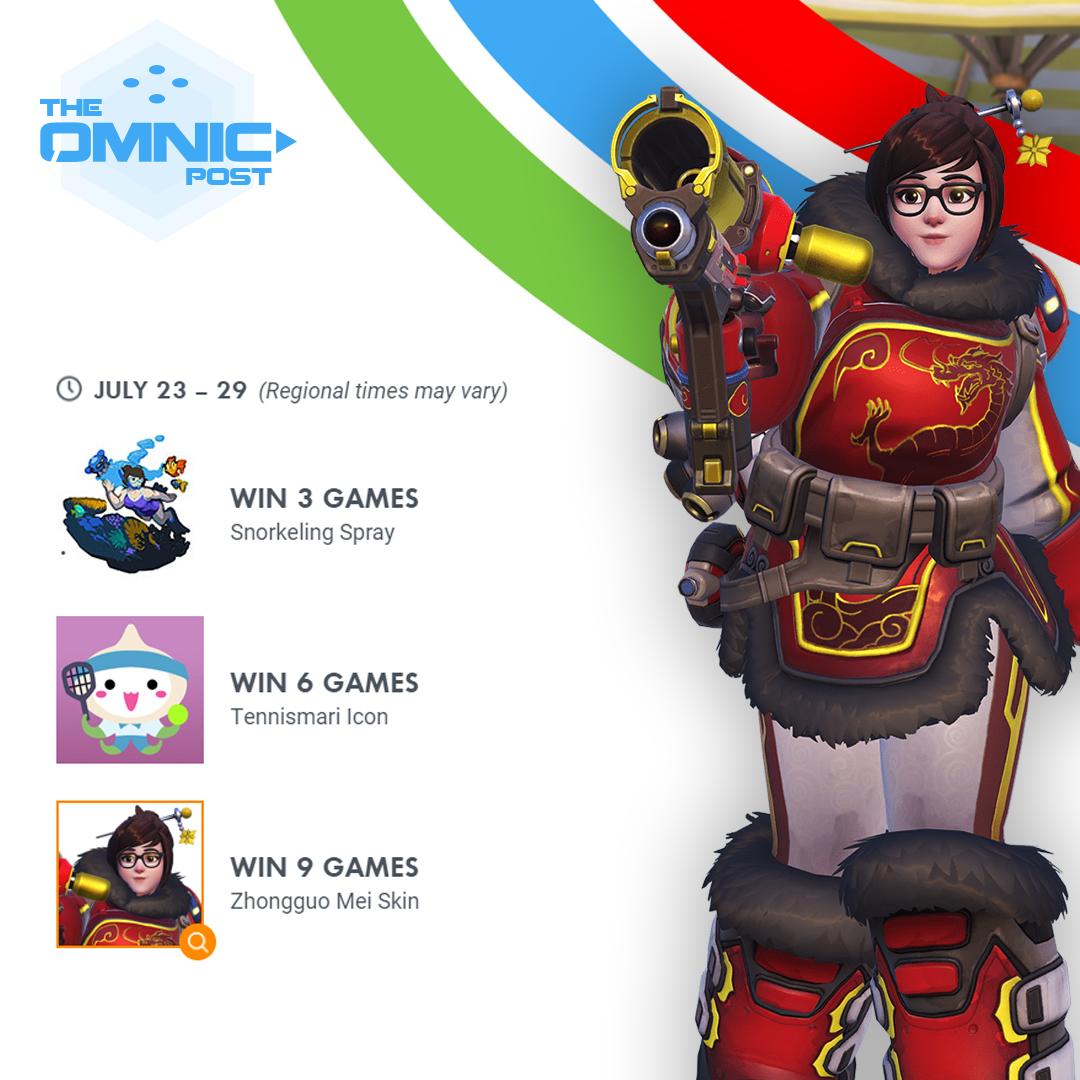 omnicpost's tweet image. This week&apos;s loot for the weekly Summer Games challenge. #summergames #challenge #loot #overwatch #blizzard #games #videogames