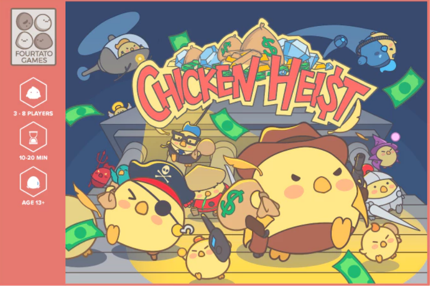 ChickenHeist's tweet photo. #ChickenHeist #KickStarter Campaign is #LIVE! 🥳

Please come and #support us here: https://t.co/ippyapJrQi

Help us hit our #funding goals and bring us to your next #boardgamenight! 🥰

#boardgames #tabletopgames @FourtatoGames https://t.co/6xBmncZkWh