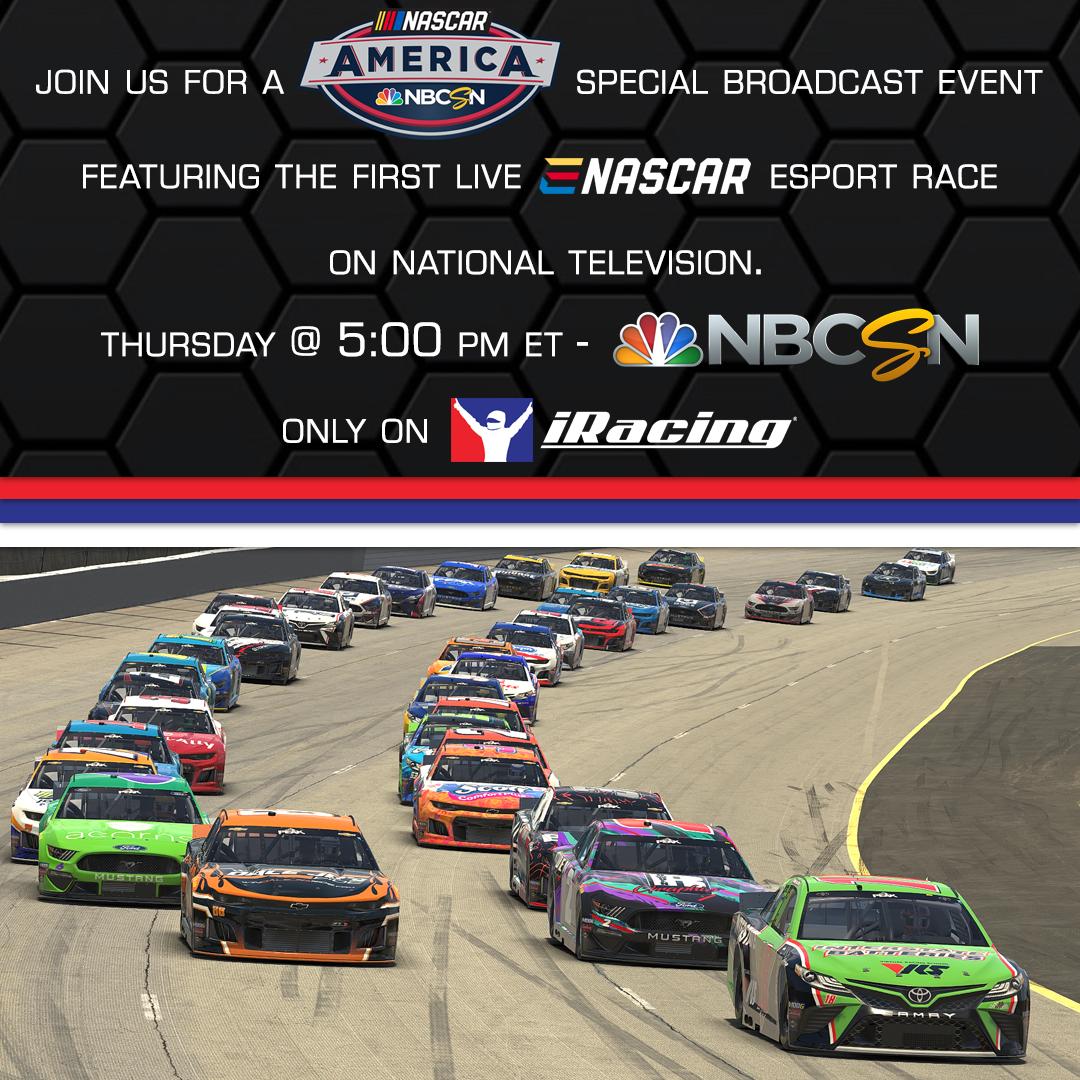 Make sure to tune in Thursday at 5:00pm ET to NASCAR America on NBCSN to catch the eNASCAR iRacing All-Star Event!

Read More: iracing.com/nbc-sports-ira…