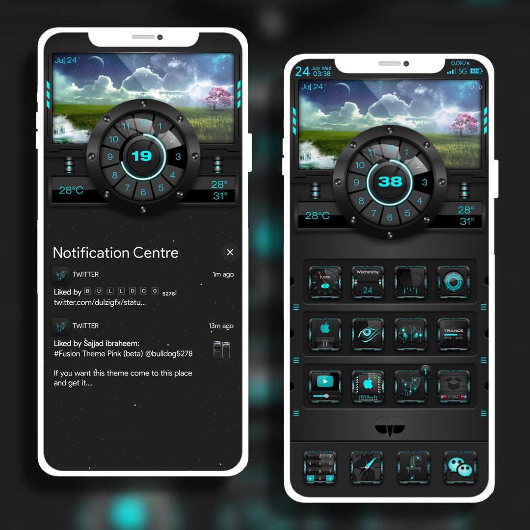kyawthihaphyo's tweet photo. Need to turn to CYAN
#Theme-Fusion (beta) @bulldog5278
#XenHtml @_Matchstic
#Wallpaper, SB, LS widget @bulldog5278
#Iconator2 @soh_satoh
#Notifica @NepetaDev
#NiceBarX @NiceiOs
Thanks for all creators๐๐ป https://t.co/M4ka9RJRoW