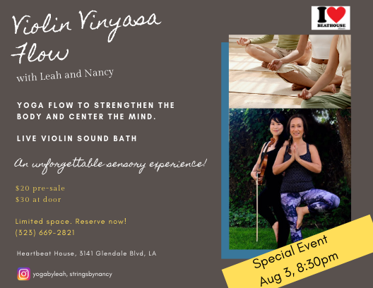 yogabyleah's tweet photo. Imagine a slow but strengthening yoga flow where your senses are bathed with a live violin sound bath. Best way to treat yourself on a Saturday night! Limited spaces. Sign up now! https://t.co/A08dLjjugr @heartbeathouse #layoga #meditation #atwater #losfeliz #silverlake #Violin https://t.co/rtMKCqXefn