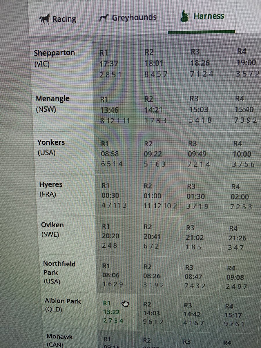 maorisidol1's tweet image. @tabcomau_help @tabcomaumedia Morning, can anyone explain how the order of these meetings is organized or selected???? Is there an order or any such criteria or process?
@AlbionParkHRC is below Yonkers France Sweden &amp;amp; Northfield. #MakesZeroSense #HelpingTheCustomer #Logic #Care