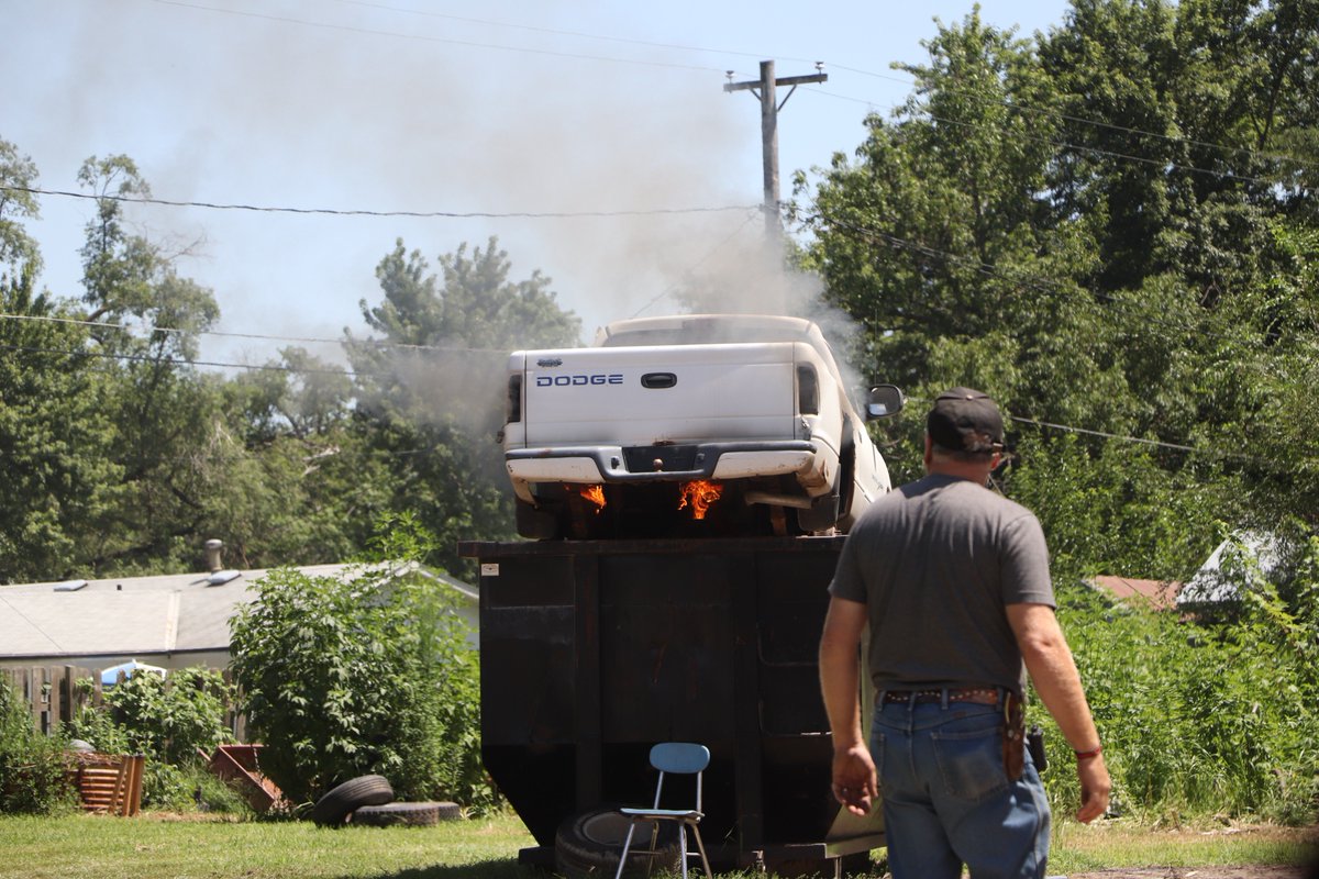 FbyJournal's tweet photo. In today's edition of weird news...Crews responded to a dumpster fire Tuesday afternoon. Doubt they were prepared to see this... https://t.co/olt1UOnc8J