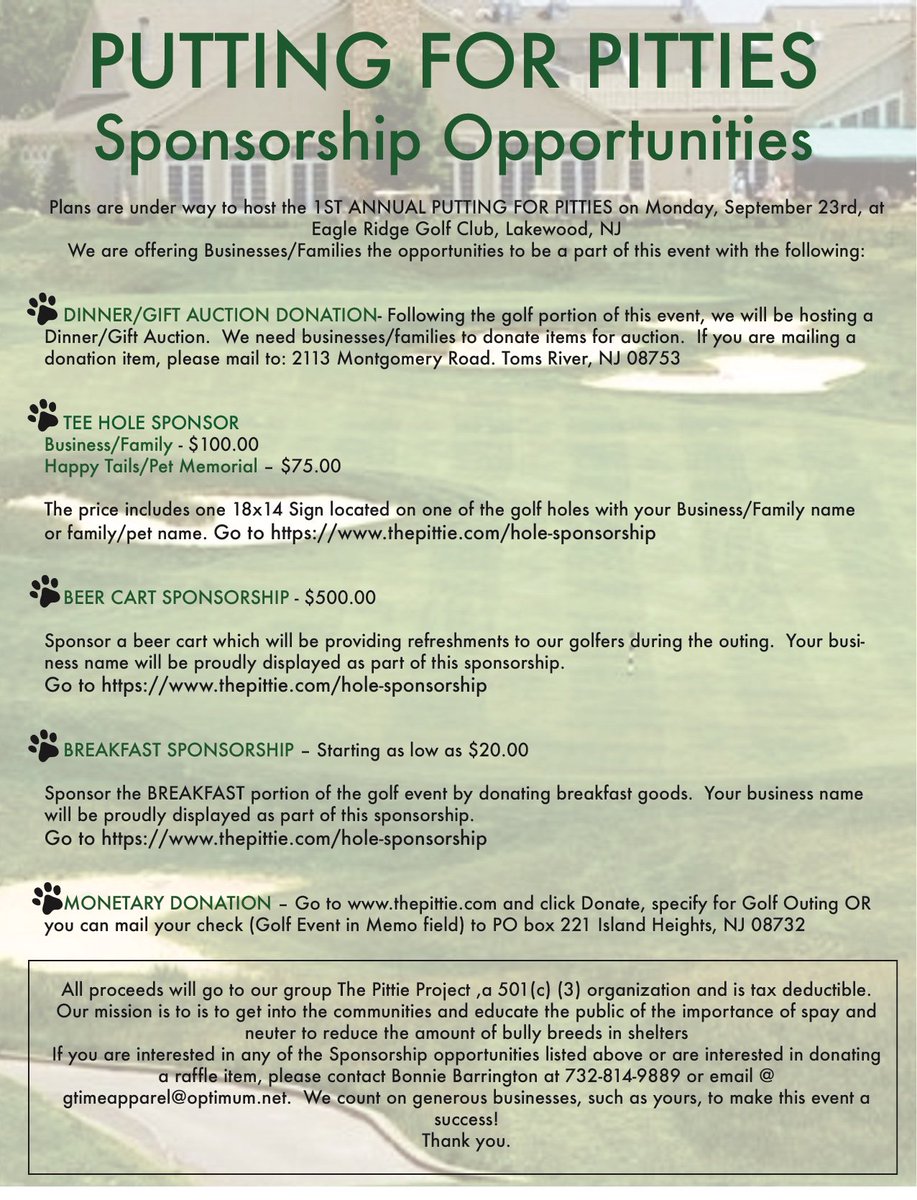 #puttingforpitties #golfouting #sponsorsneeded starting as low as $75 for #teeholesponsor #sponsorshipopportunity #sponsor #sponsor #golfsponsor #golfsponsorship #golfsponsorships