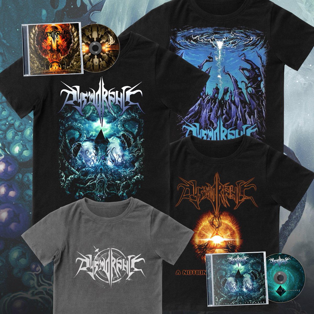 Dysmorphicmetal's tweet photo. You can still buy our merch on our Bigcartel ! 
Our two albums are available as well as tee shirts and exclusive packs ! Did you already get yours ? 👉 https://t.co/pz4Yhq2Q3v  #uniqueleaderrecords #merch #dysmorphicband #metalteeshirt #metalmerch #bigcartel #metalband #france https://t.co/c3HmxDJUzf