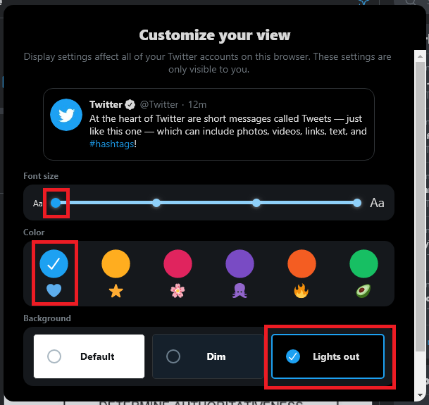 YoungbloodJoe's tweet image. When you get forced into new Twitter on destop, if it makes your eyes burn try these settings under "More" -&amp;gt; "Display". 

It's almost bearable now.

#NewTwitter #NewTwitterSucks