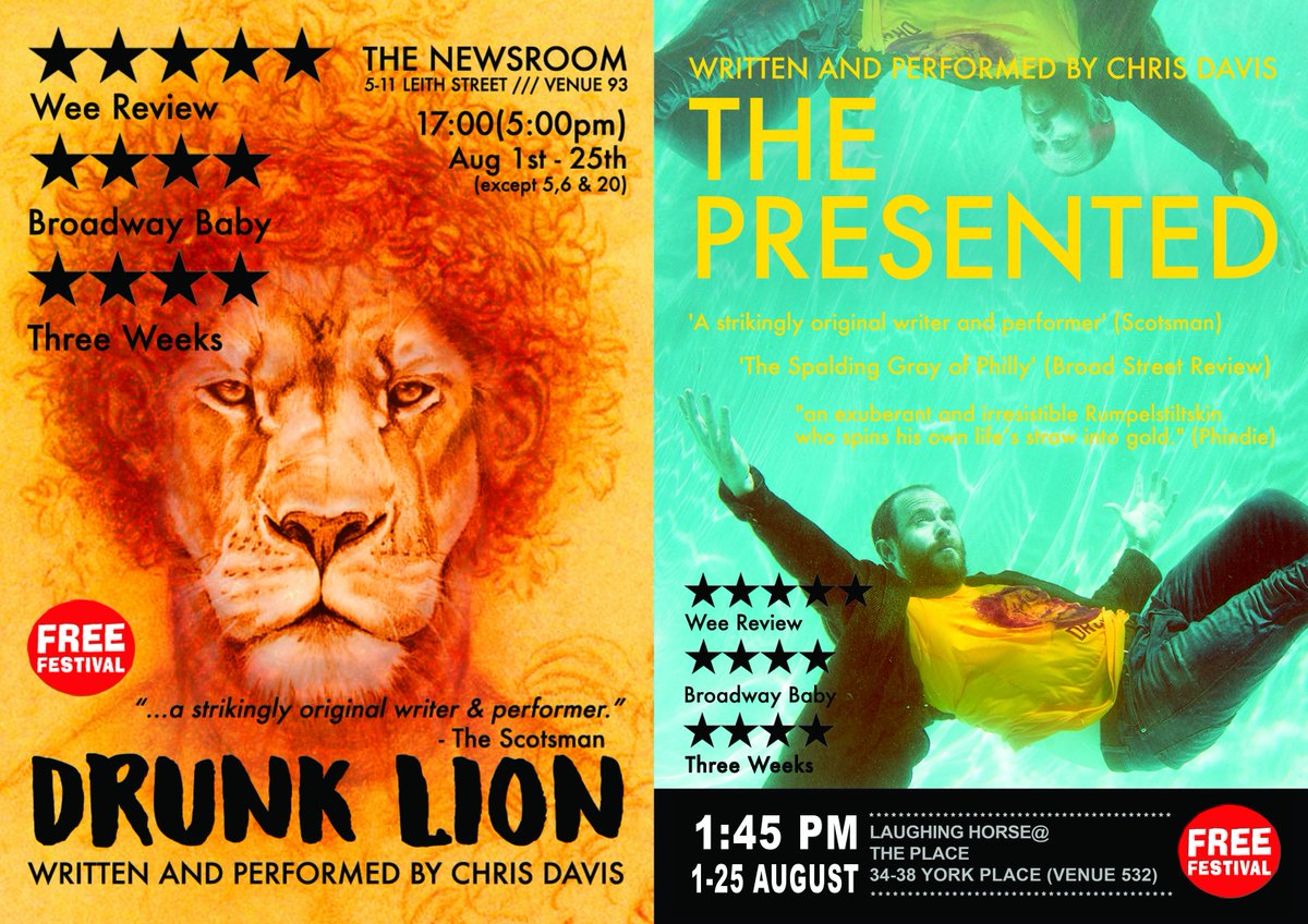 1mannutcracker's tweet photo. in 6 days i'm back to Edinburgh fringe for my 6th year in a row. surprise me! 

this year I have two shows

The Presented (1:45pm) every day

&amp;

Drunk Lion (5:00pm) every day

#edfringe #edfringe2019 #makeyourfringe #newsroom #theplace #freefringe #thepresented #drunklion https://t.co/g1rl1aEyRy