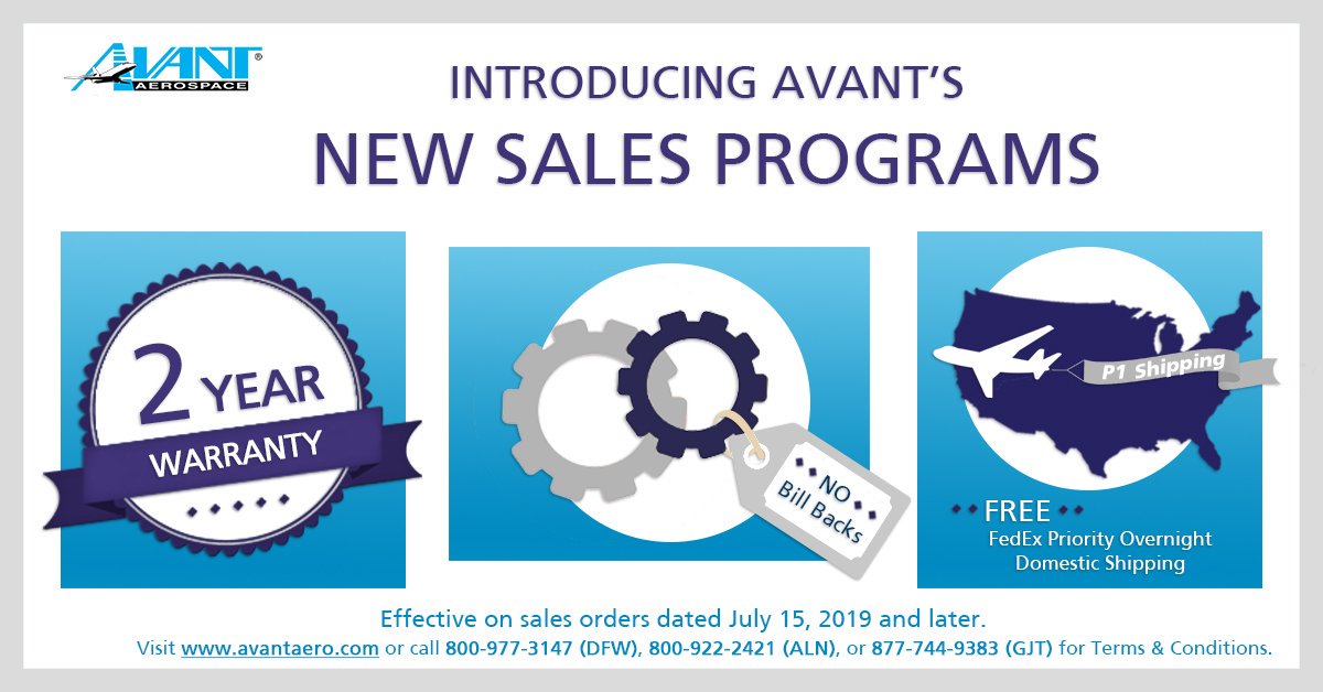 AVANTAEROSPACE's tweet image. 3 New Reasons to Choose Avant: NO Bill Backs, 2-Year Warranties, and FREE FedEx P1 domestic shipping! 
#rotables #aviationparts #bizav #businessaviation #aviation #avantaero
conta.cc/2Y2VQJA